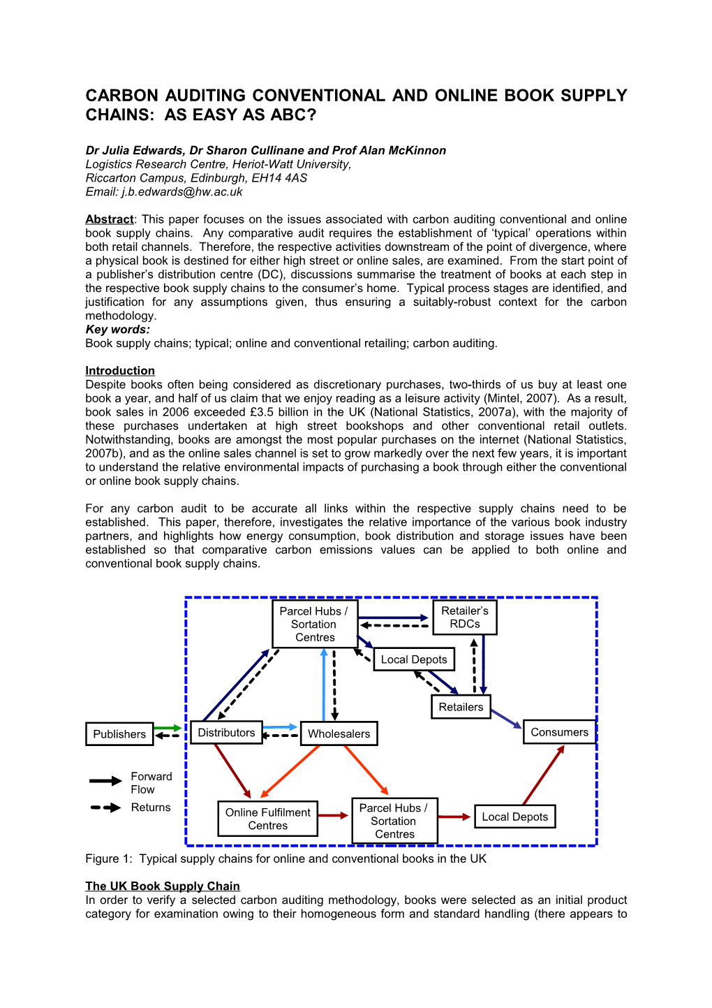 Carbon Auditing Online and Conventional Book Supply Chains