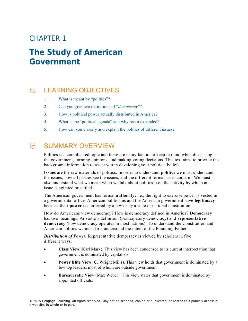 Chapter 1: the Study of American Government 7