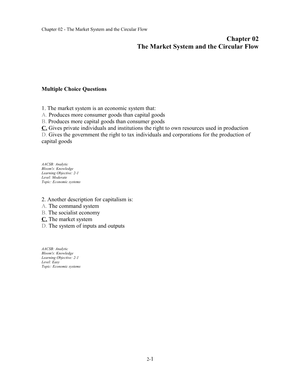 Chapter 02 the Market System and the Circular Flow s1