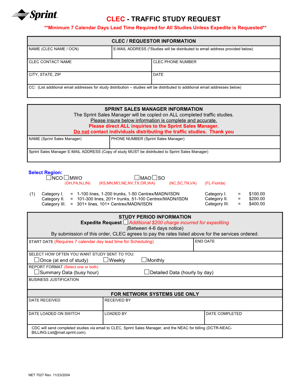 Traffic Study Request