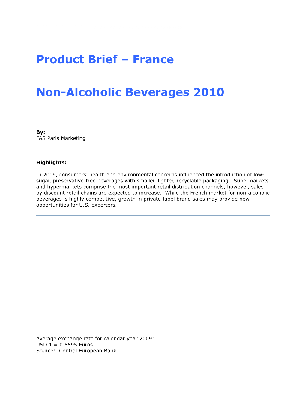 Non-Alcoholic Beverages 2010