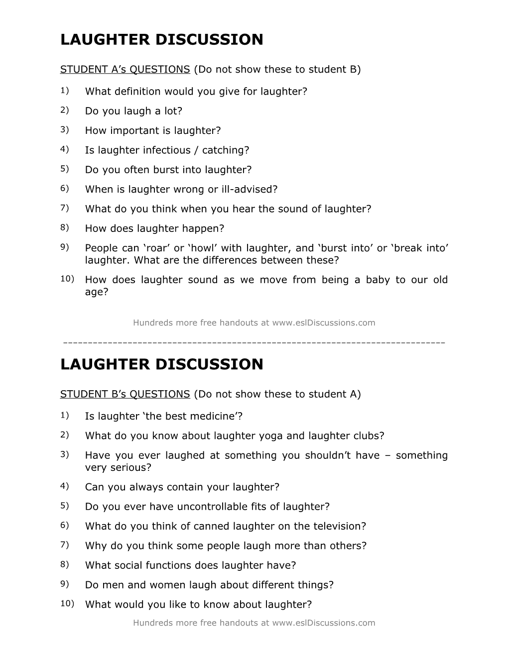 ESL Conversation Lesson on Laughter