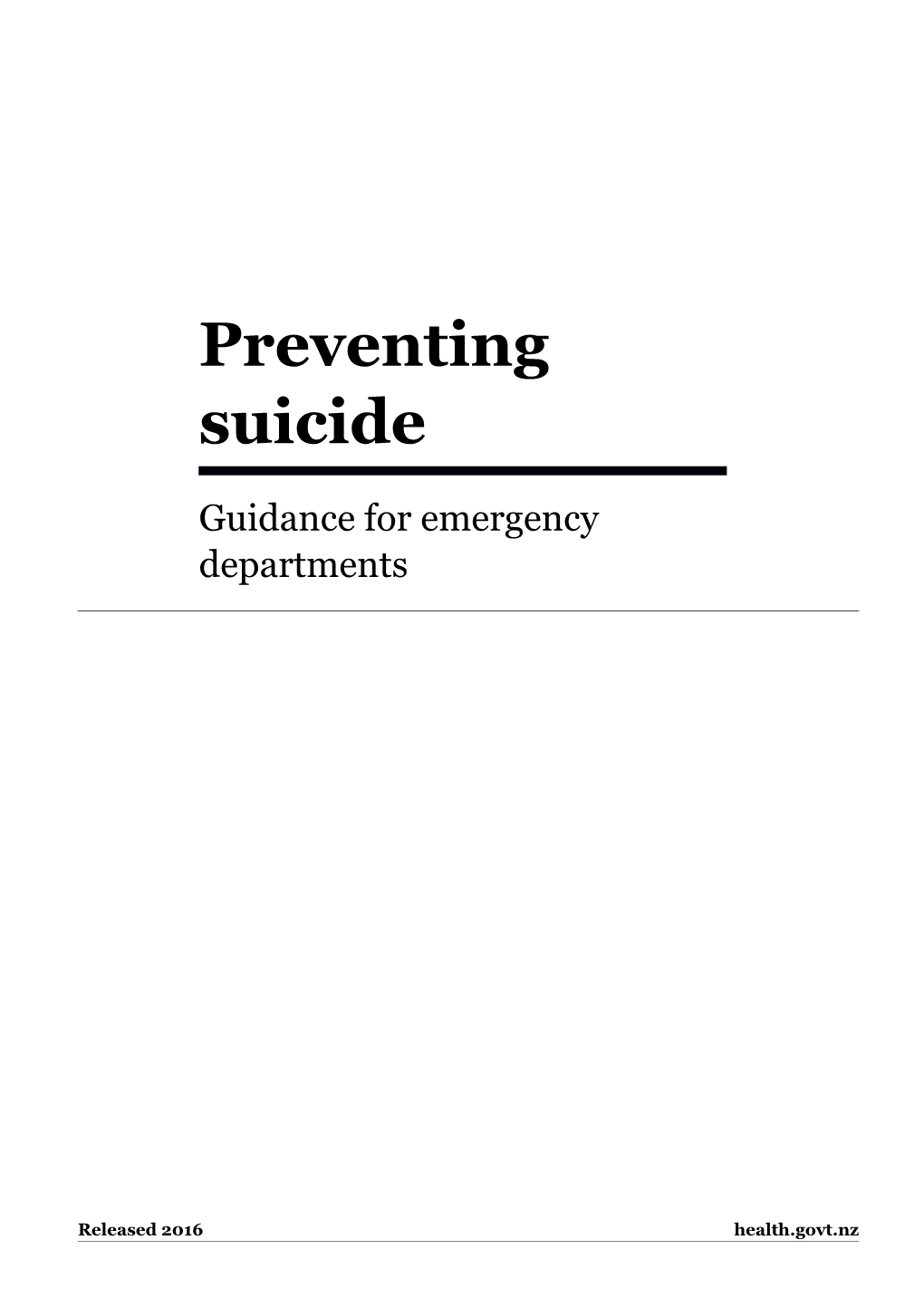 Preventing Suicide Guidance in Emergency Departments