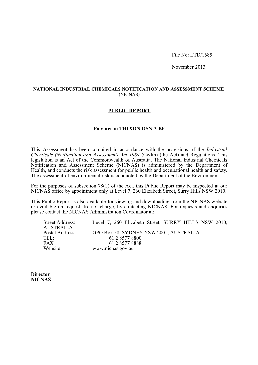 National Industrial Chemicals Notification and Assessment Scheme s21