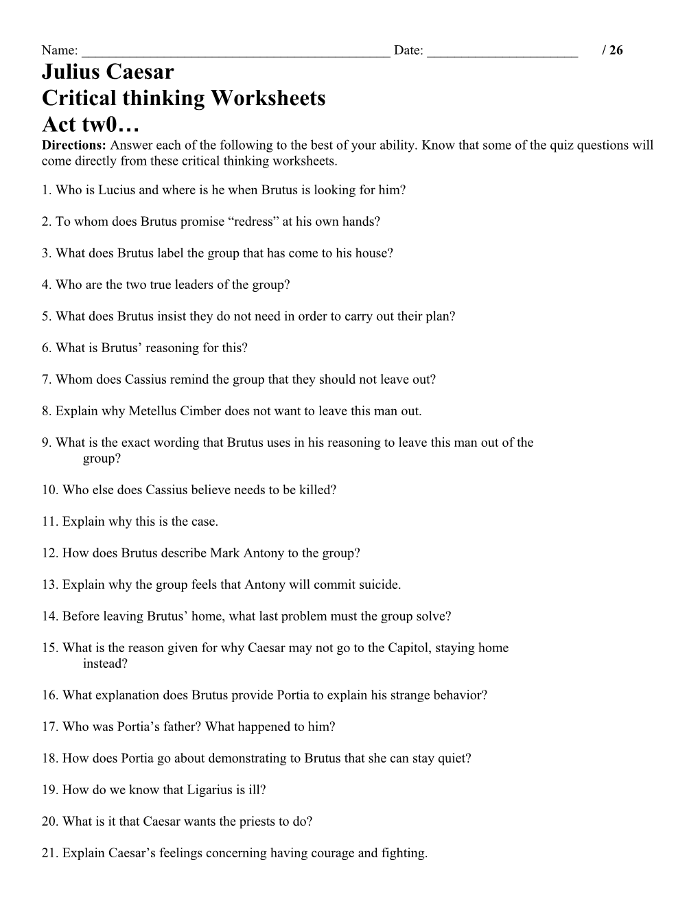 Critical Thinking Worksheets