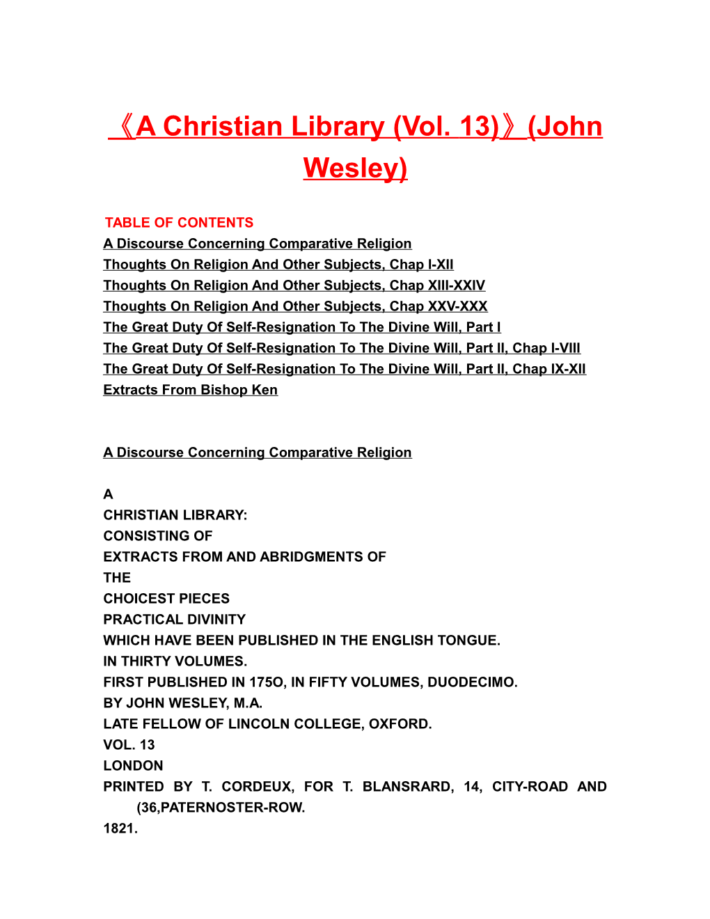 A Christian Library (Vol. 13) (John Wesley)