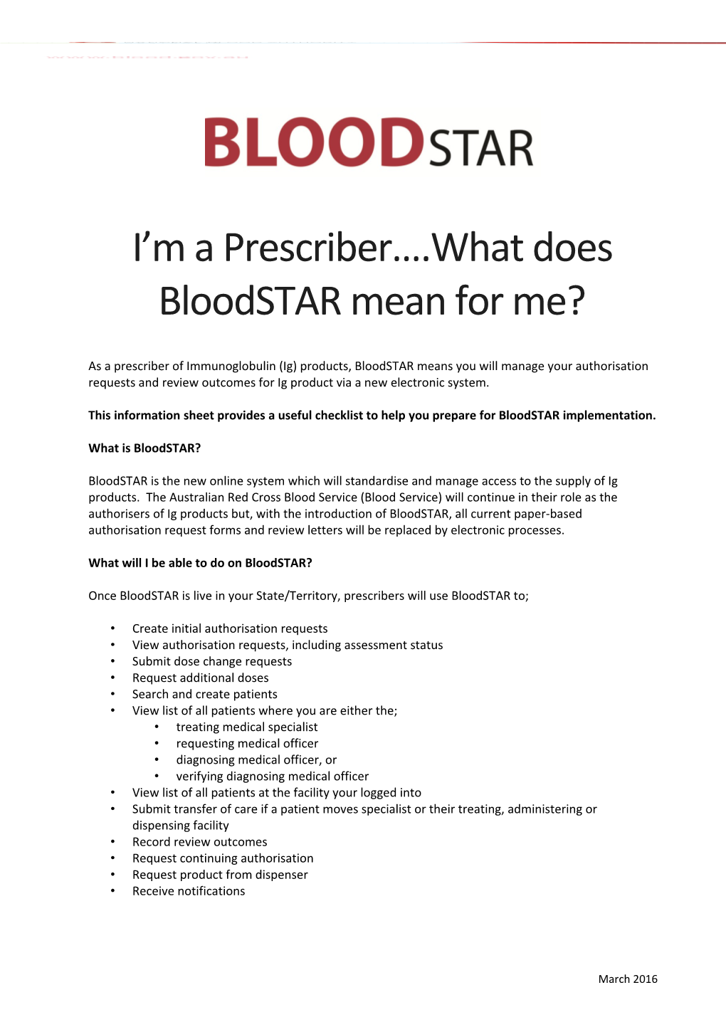I M a Prescriber .What Does Bloodstar Mean for Me?