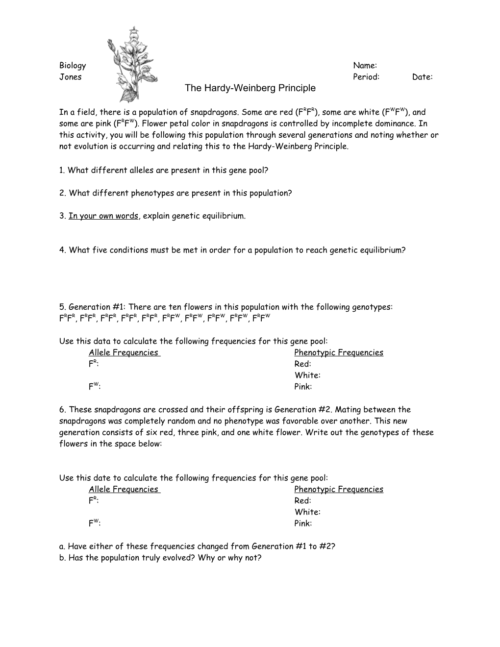 The Hardy-Weinberg Principle