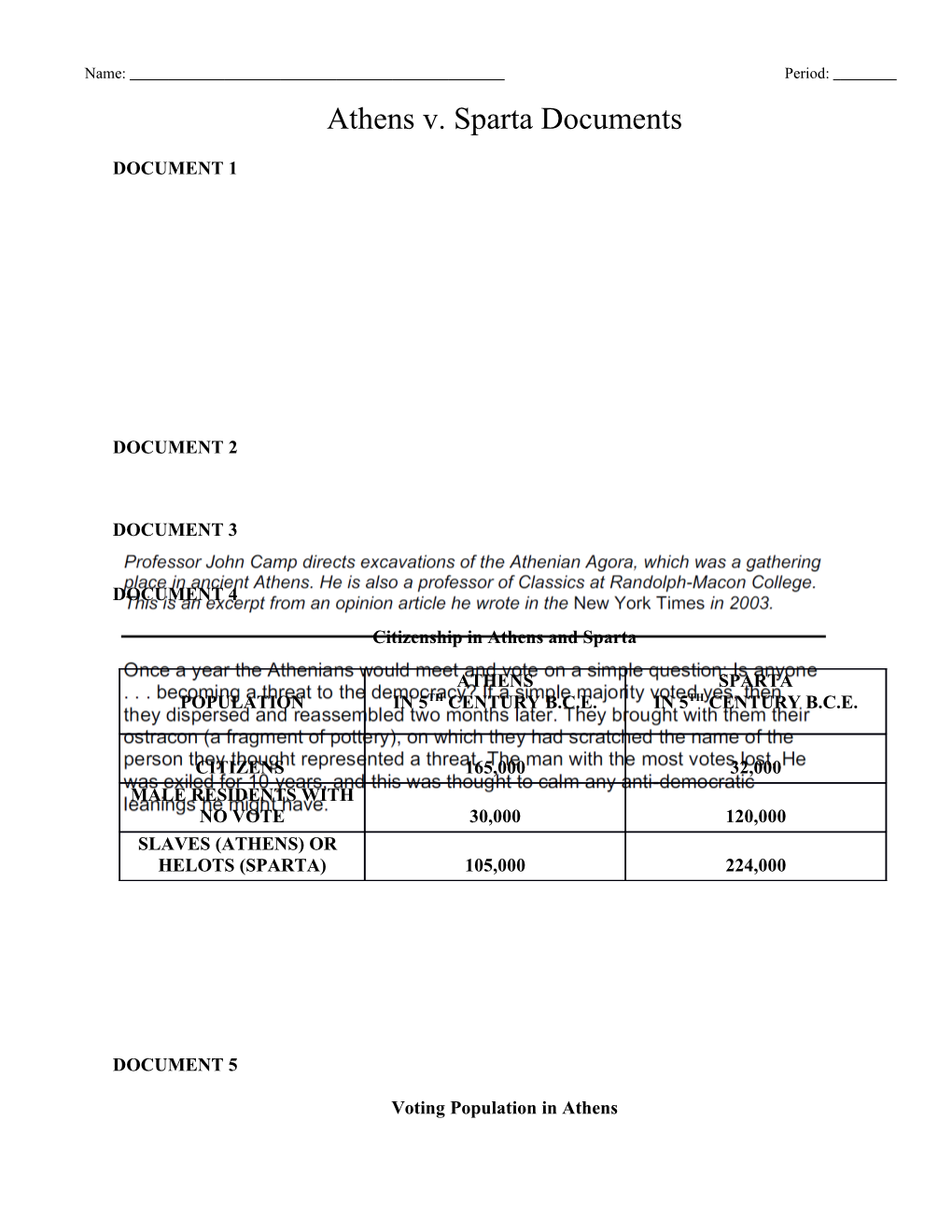 Document Based Question: Pre-History