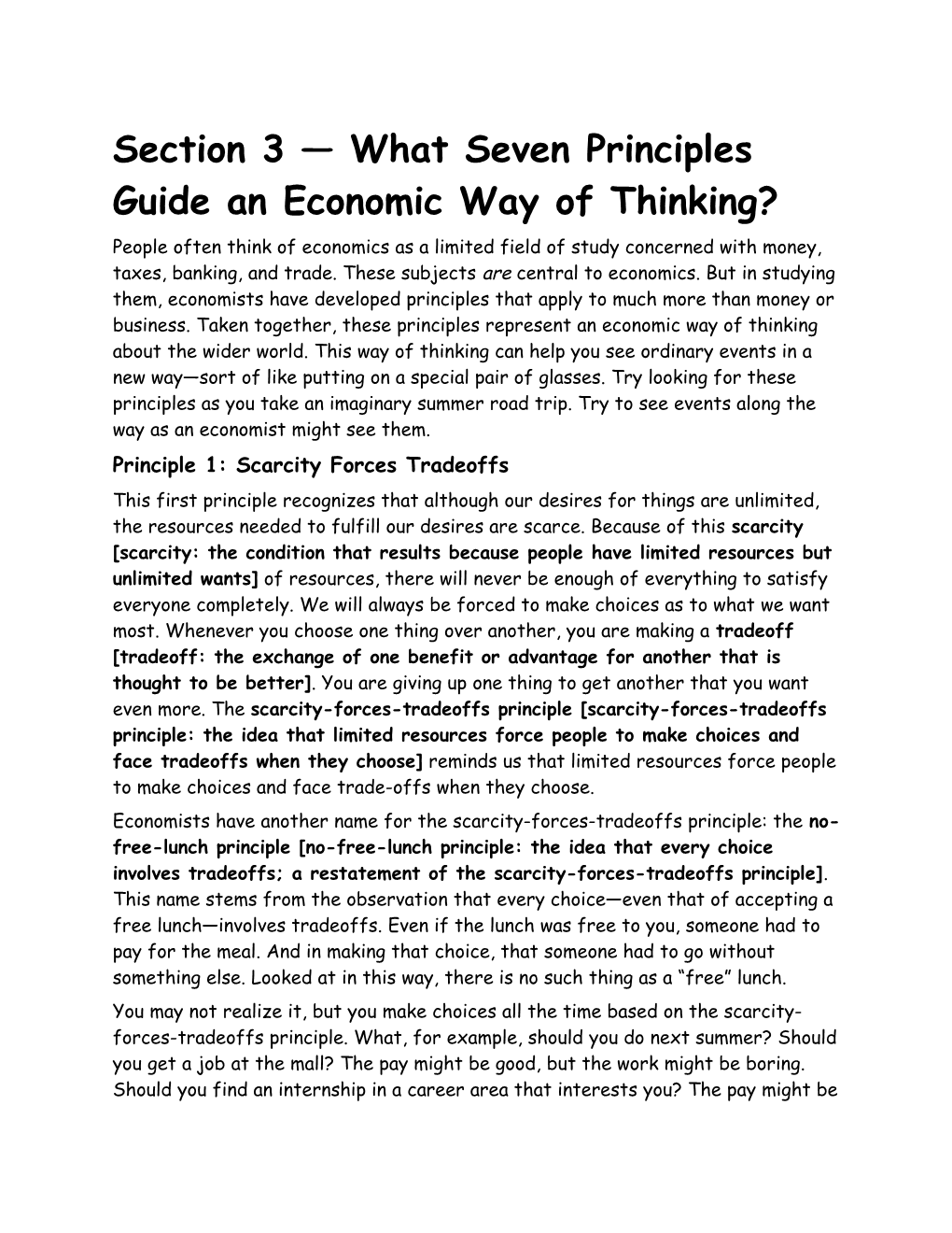 Section 3 What Seven Principles Guide an Economic Way of Thinking?