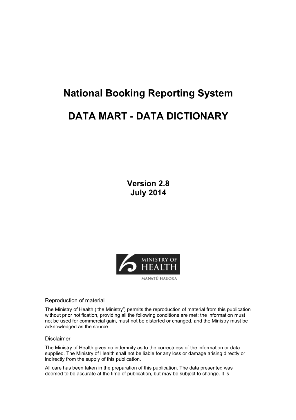 National Booking Reporting System