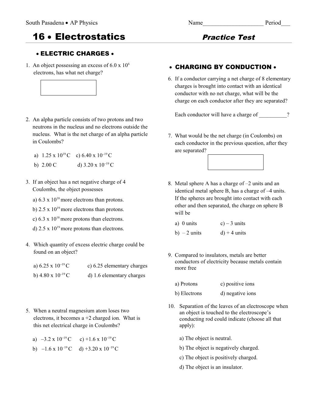 South Pasadena AP Chemistry s10