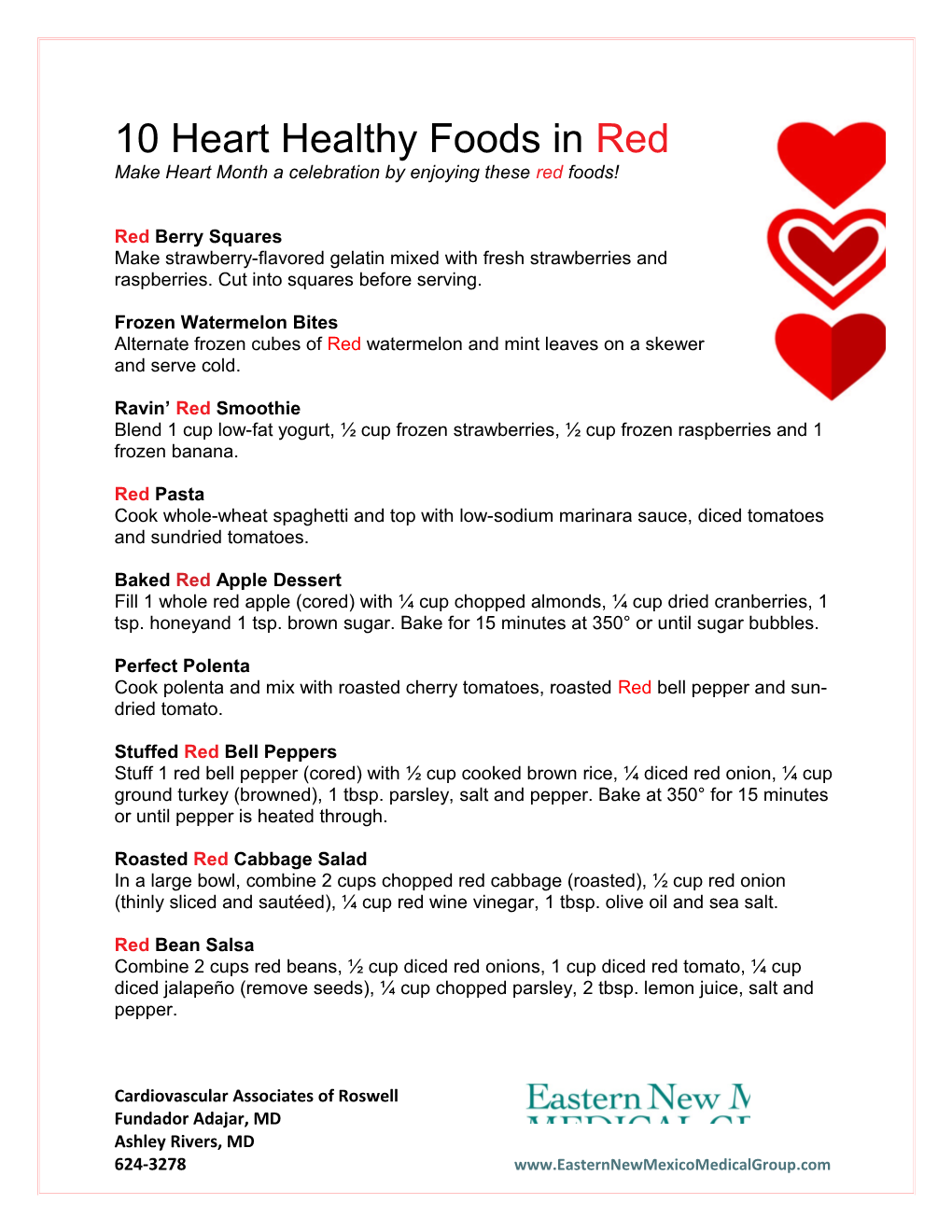 10 Heart Healthy Foods in Red