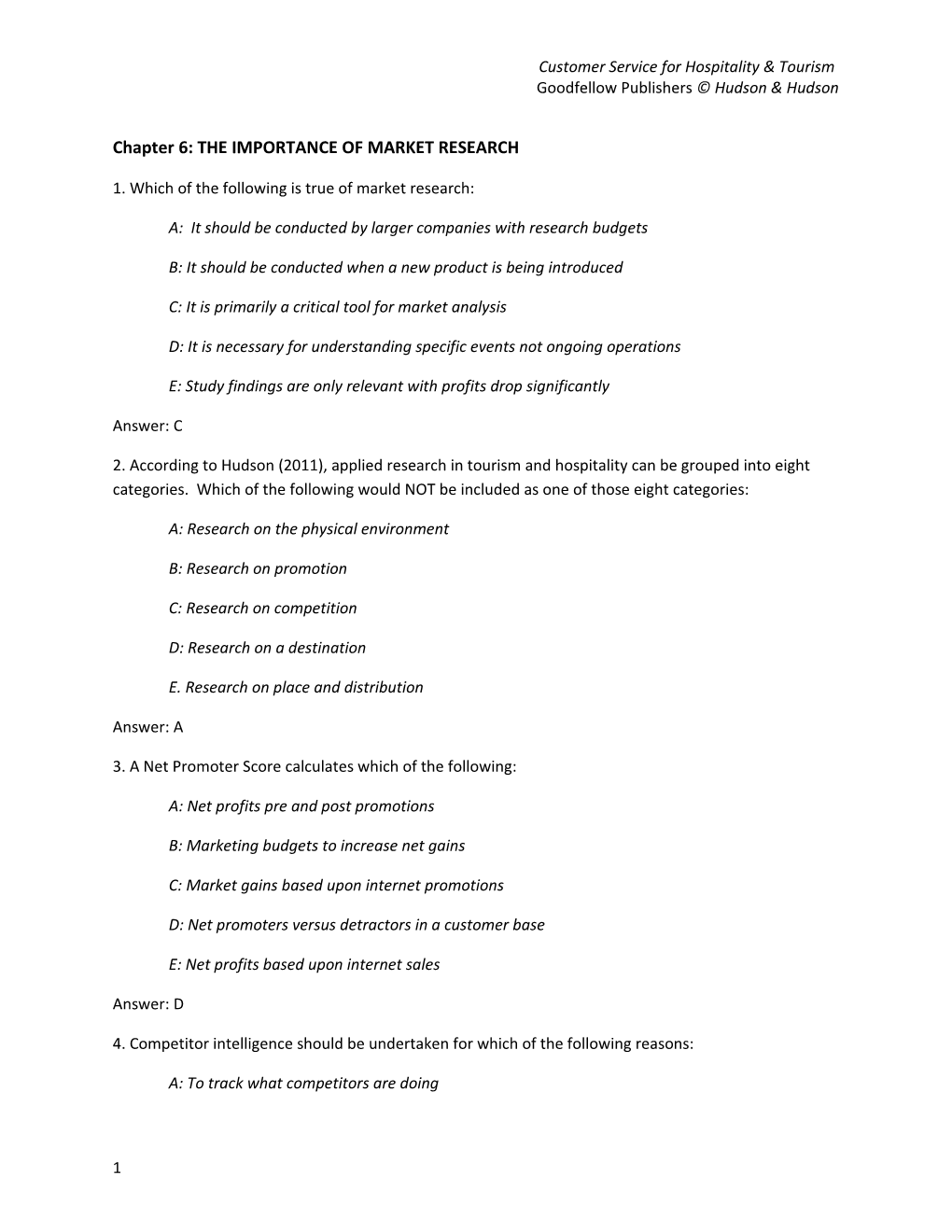 Chapter 6: the IMPORTANCE of MARKET RESEARCH