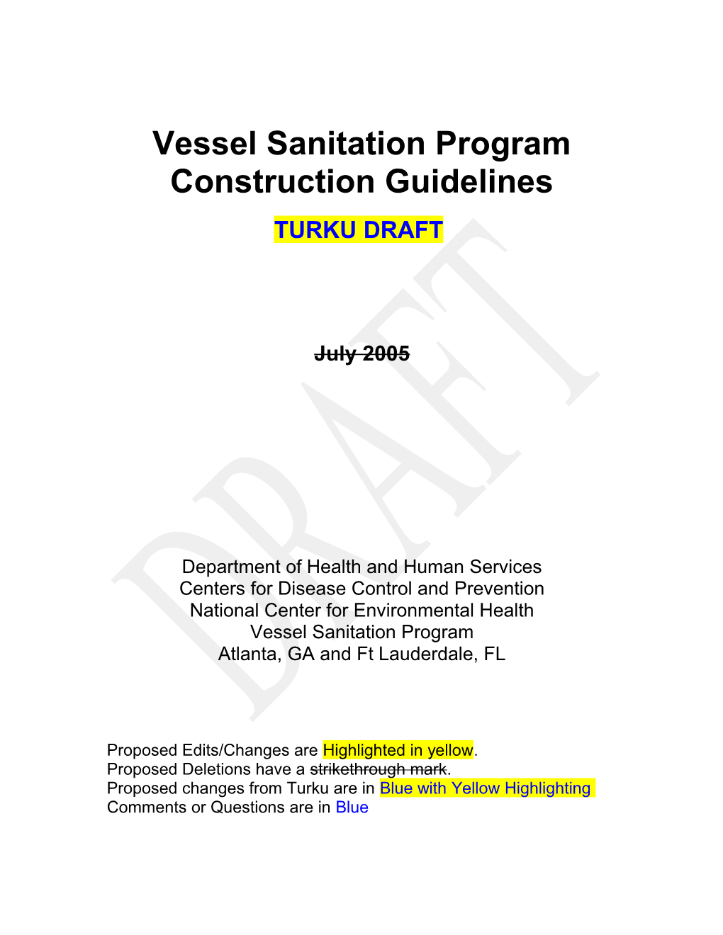 Vessel Sanitation Program Construction Guidelines