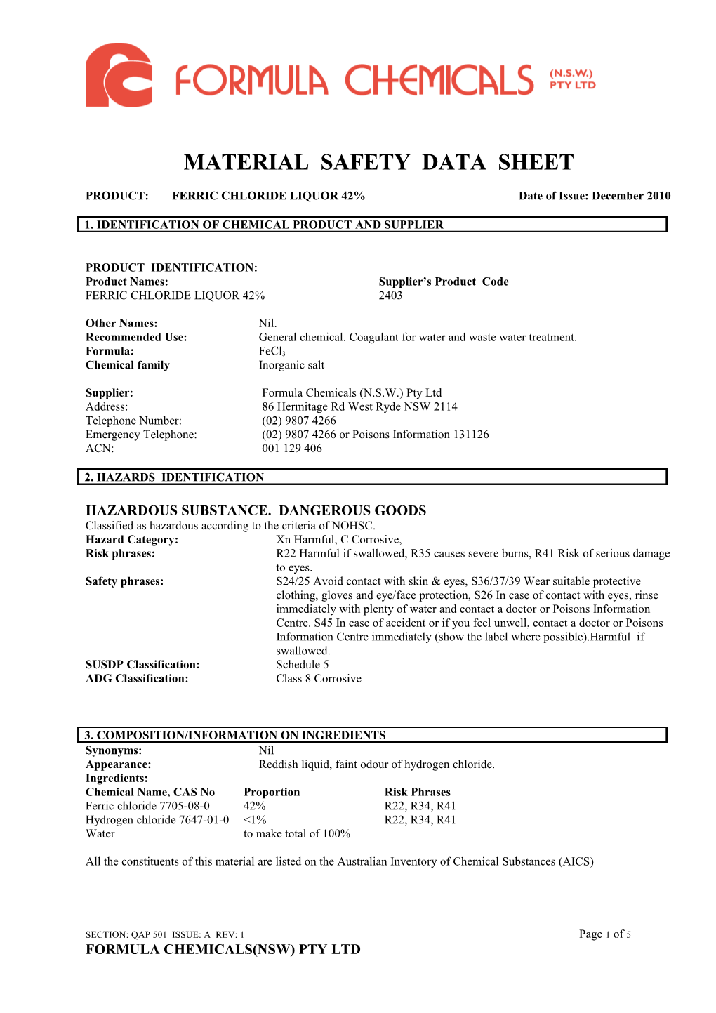 Material Safety Data Sheet s80