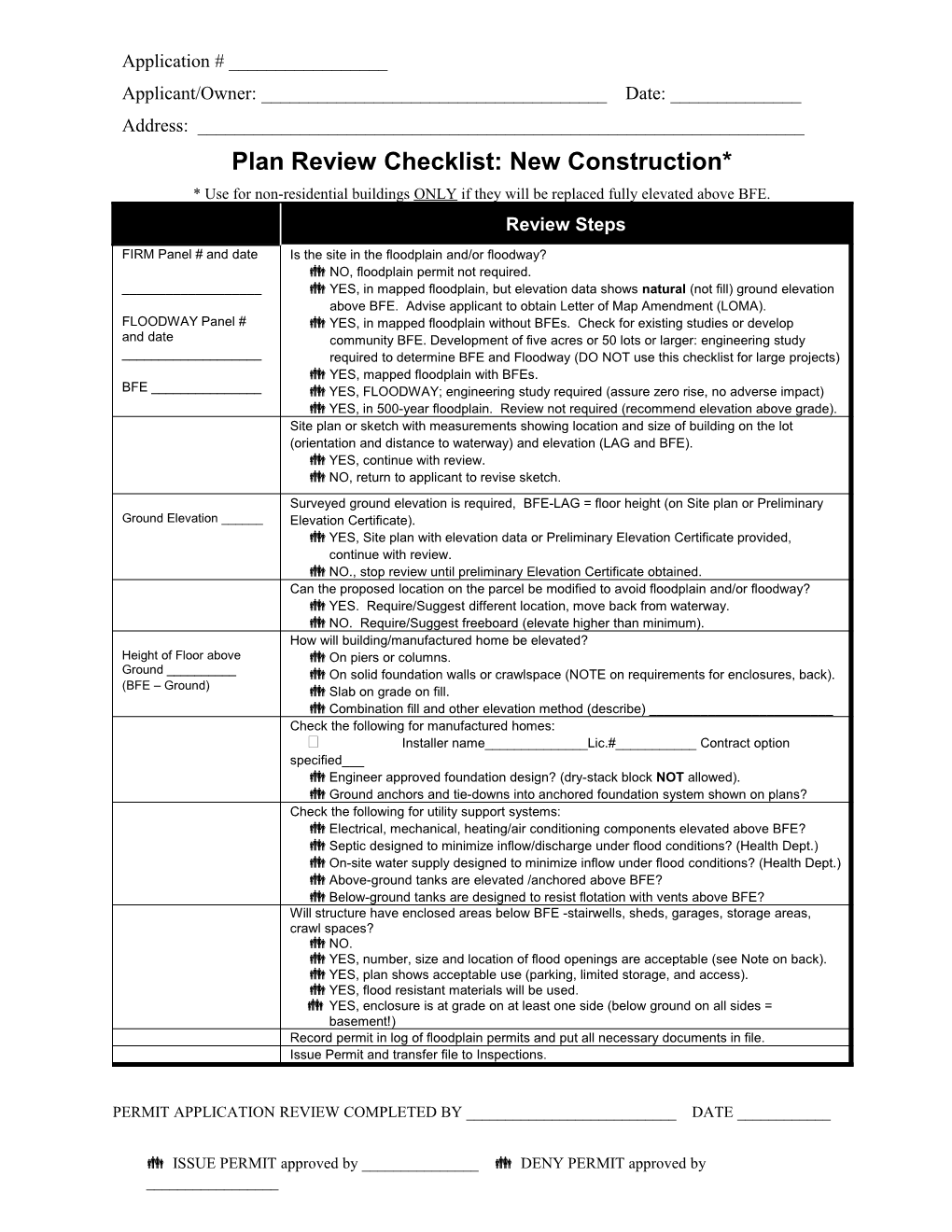 Plan Review Checklist: New Construction*