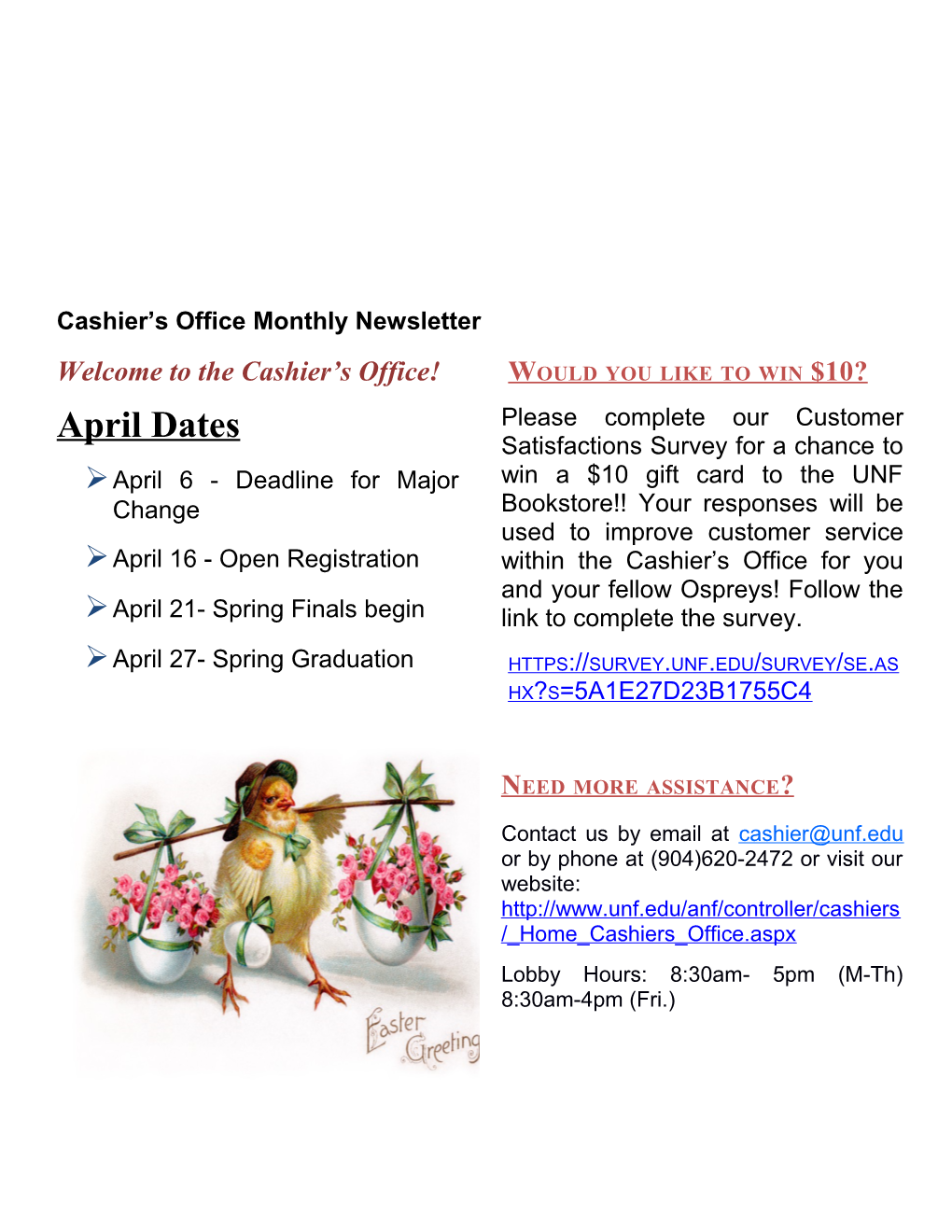 Cashier S Office Monthly Newsletter s2