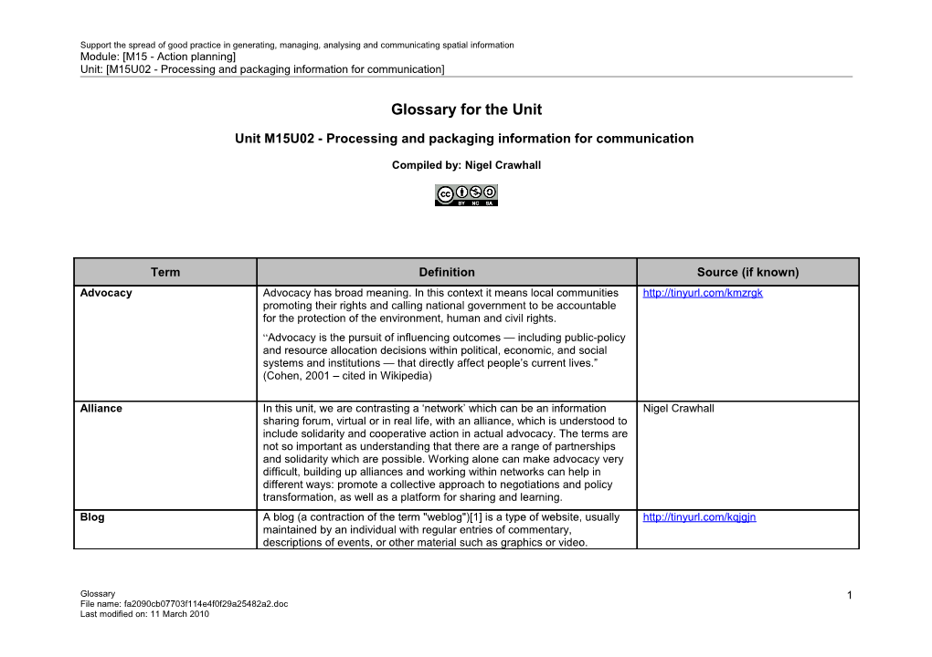 Unit: M15U02 - Processing and Packaging Information for Communication