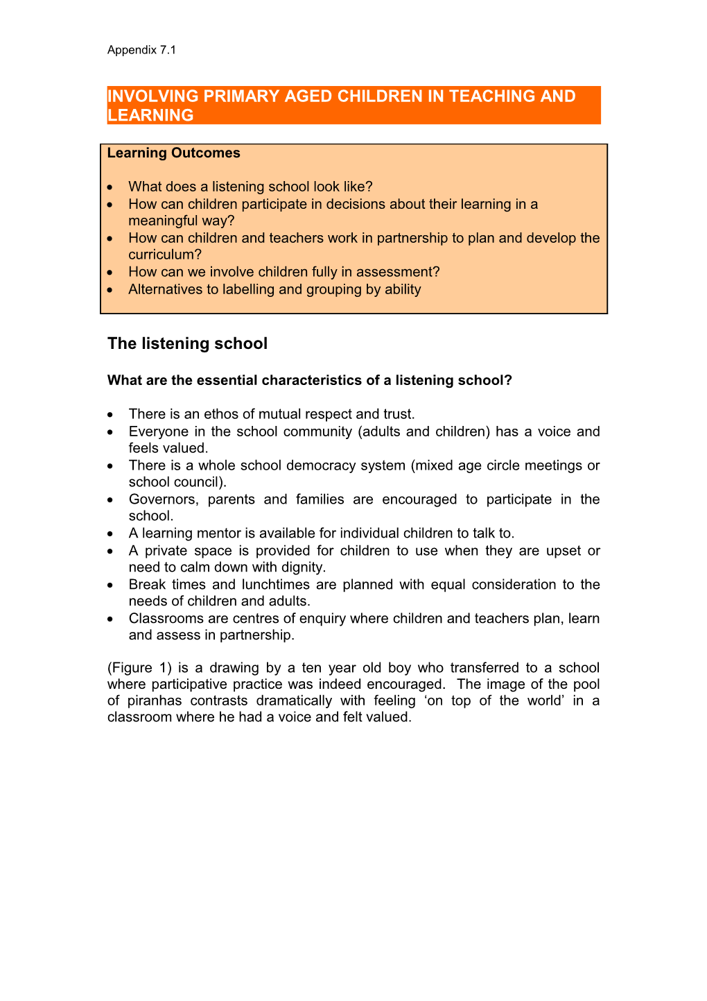 Partnership Toolkit - Appendix 7 Involving Primary Aged Children in Teaching and Learning