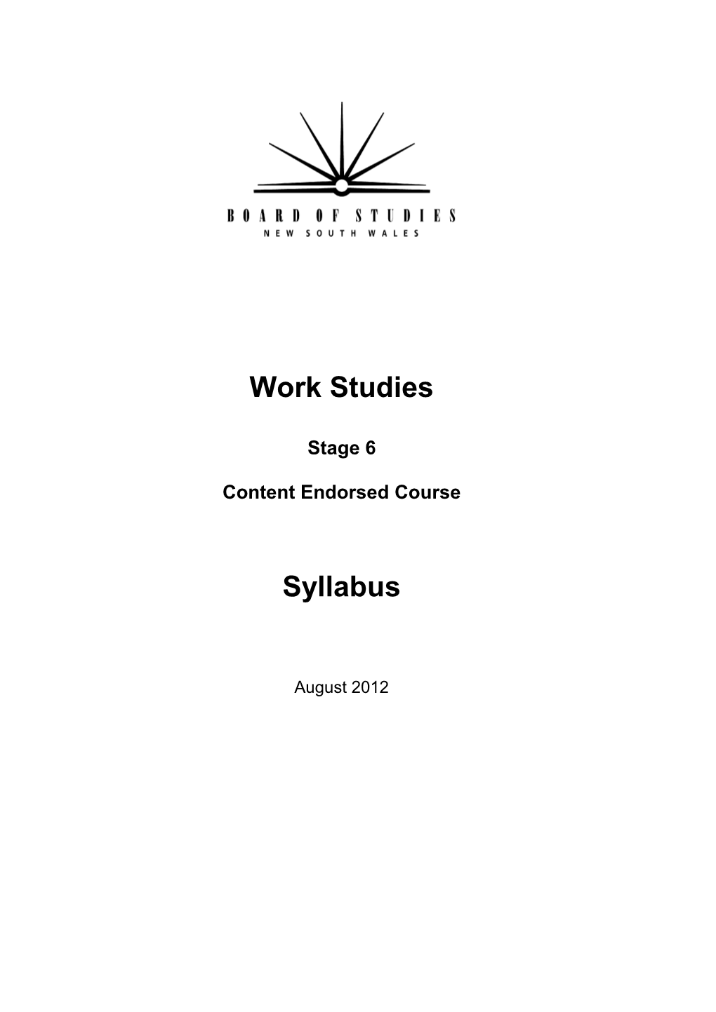 Work Studies Stage 6 Syllabus