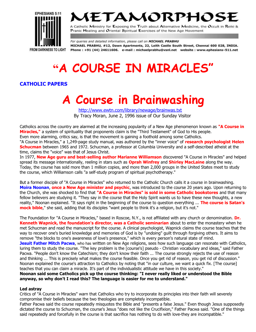 A Course in Brainwashing
