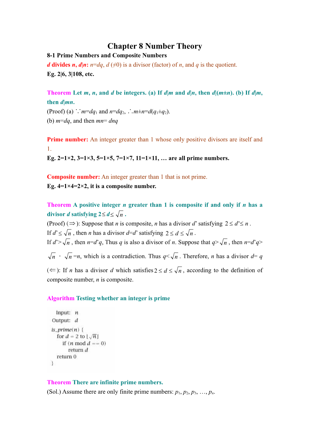 8-1 Prime Numbers and Composite Numbers