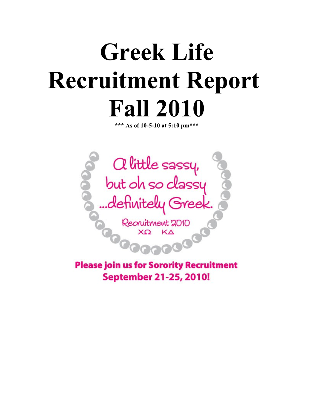 Greek Life Recruitment Report
