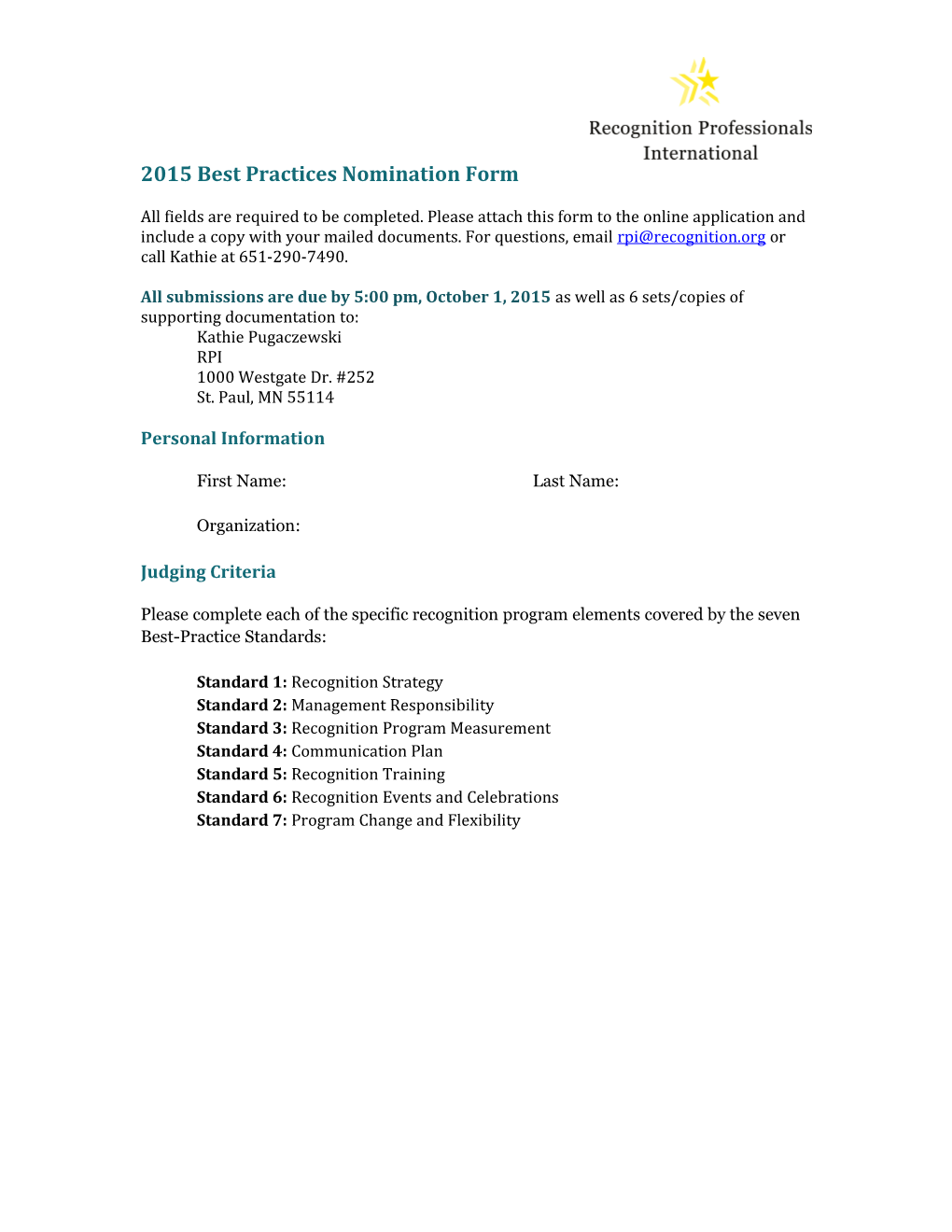 2015 Best Practices Nomination Form