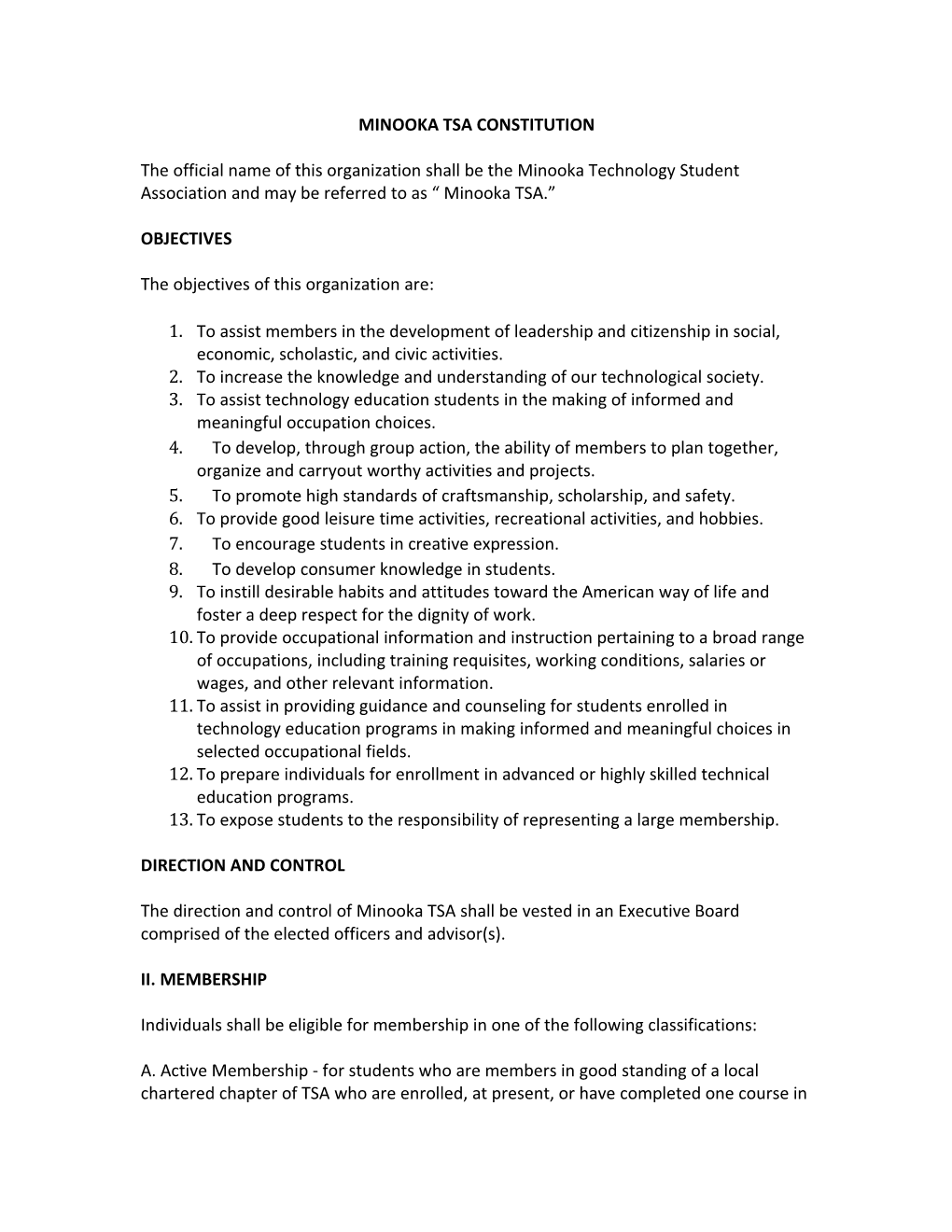 Minooka Tsa Constitution