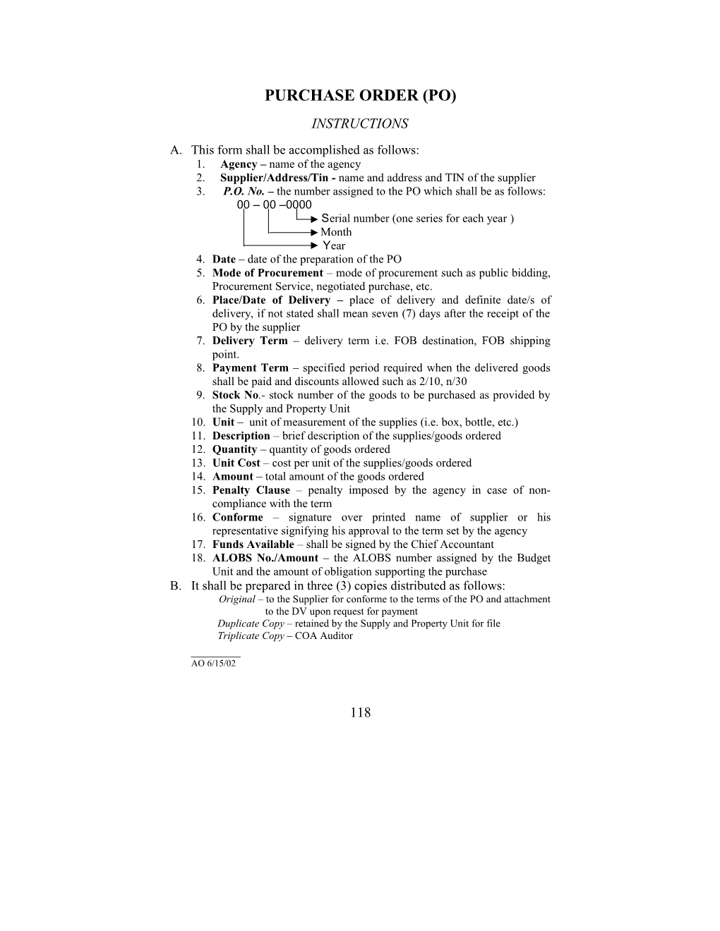 Appendix 52 - Purchase Order (PO) Instructions