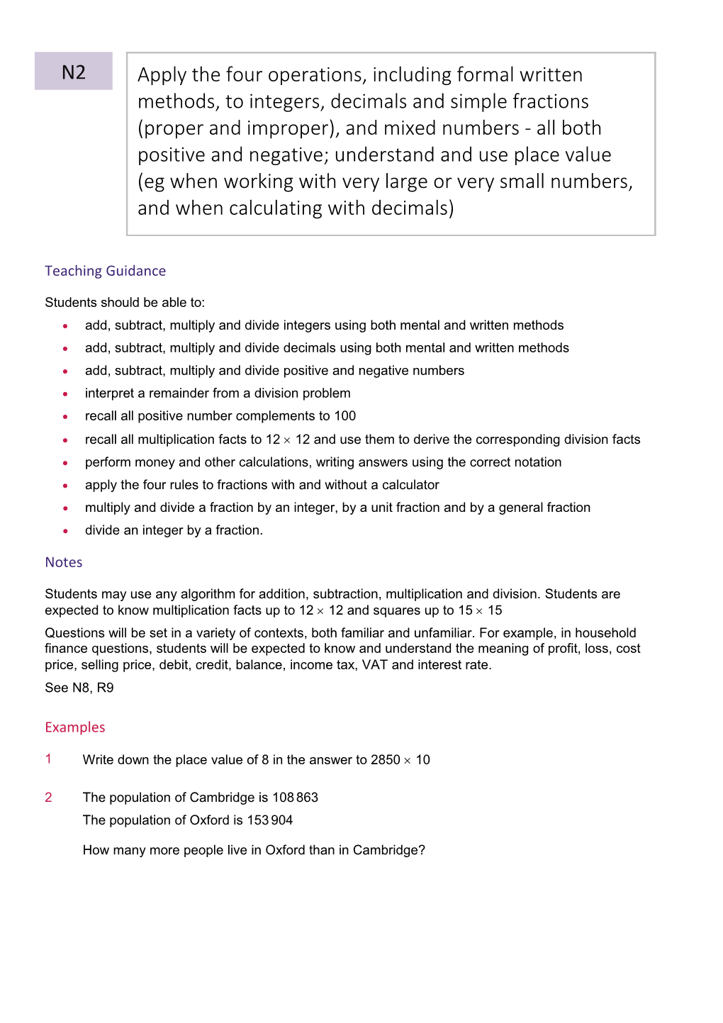 Add, Subtract, Multiply and Divide Integers Using Both Mental and Written Methods