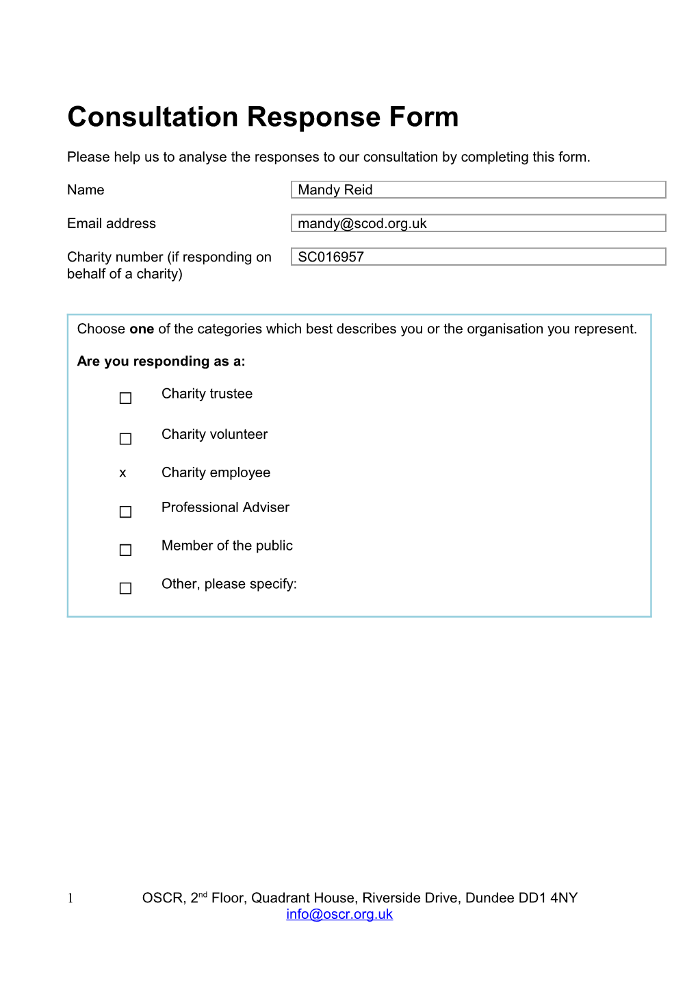 Respondent Information Form