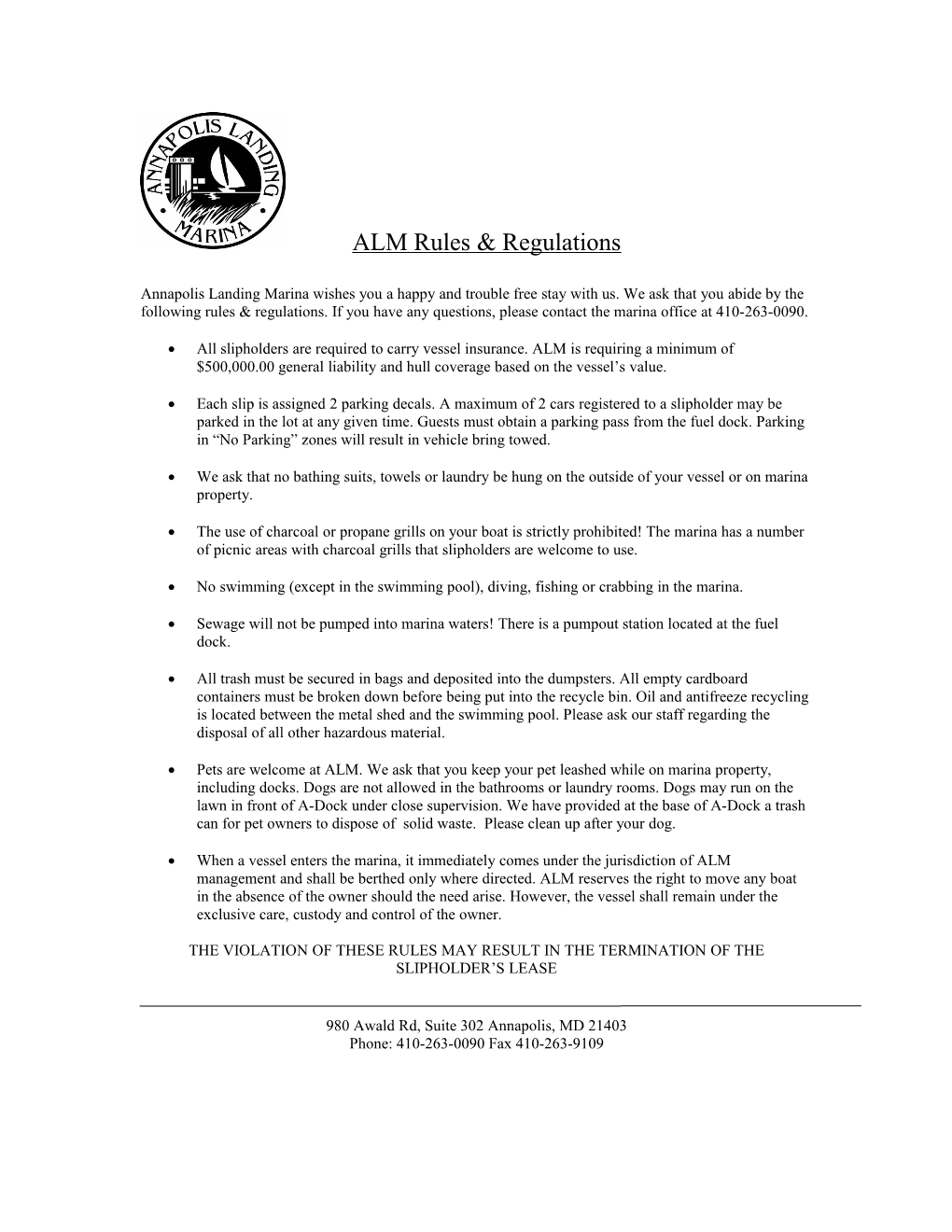 ALM Rules & Regulations