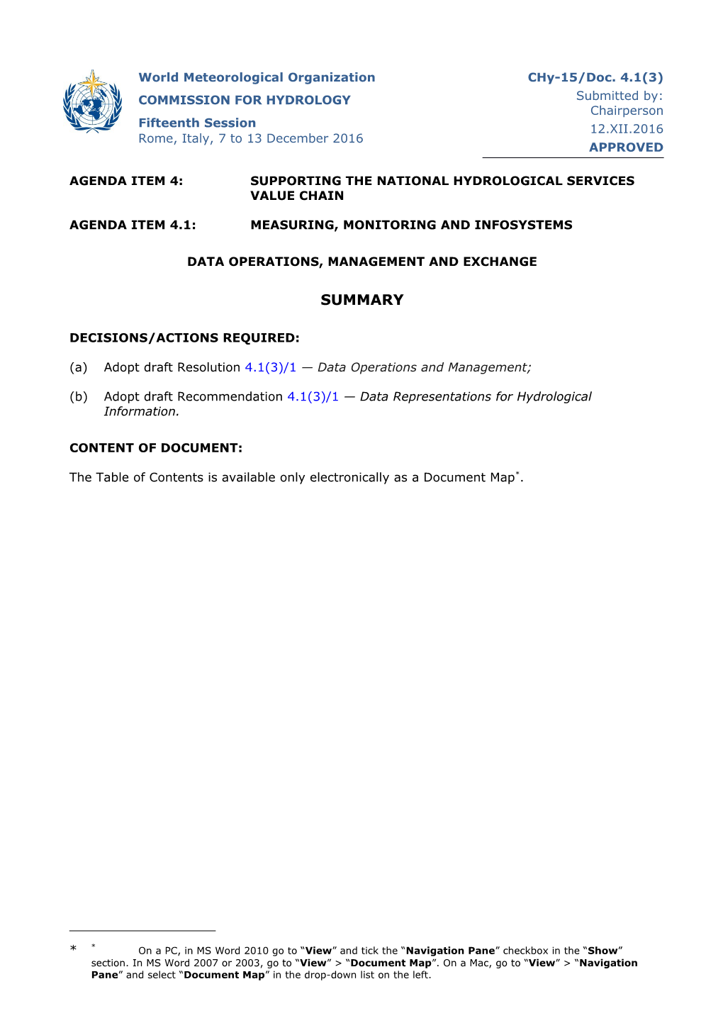 WMO Document Template s16