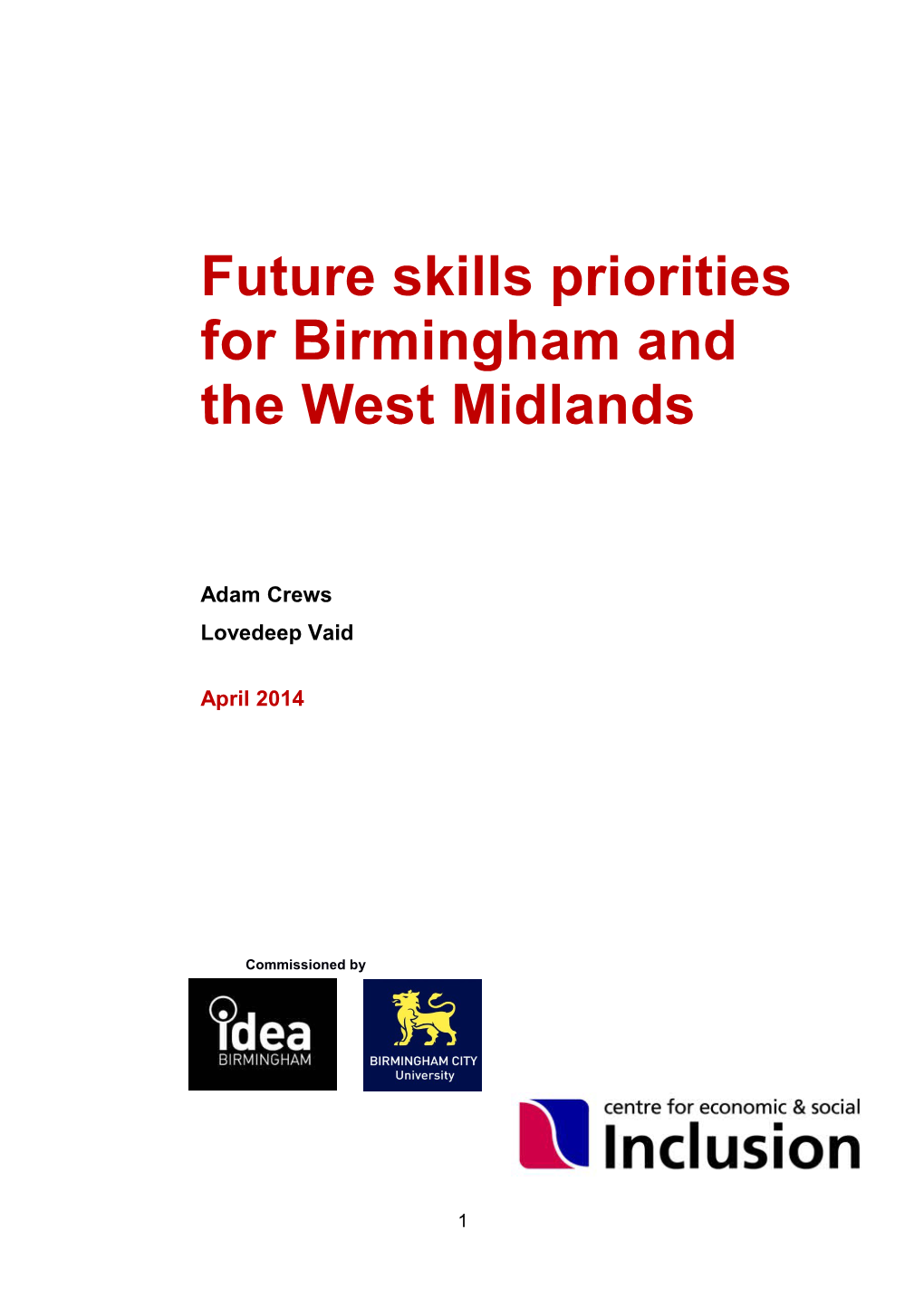 Future Skills Priorities for East London
