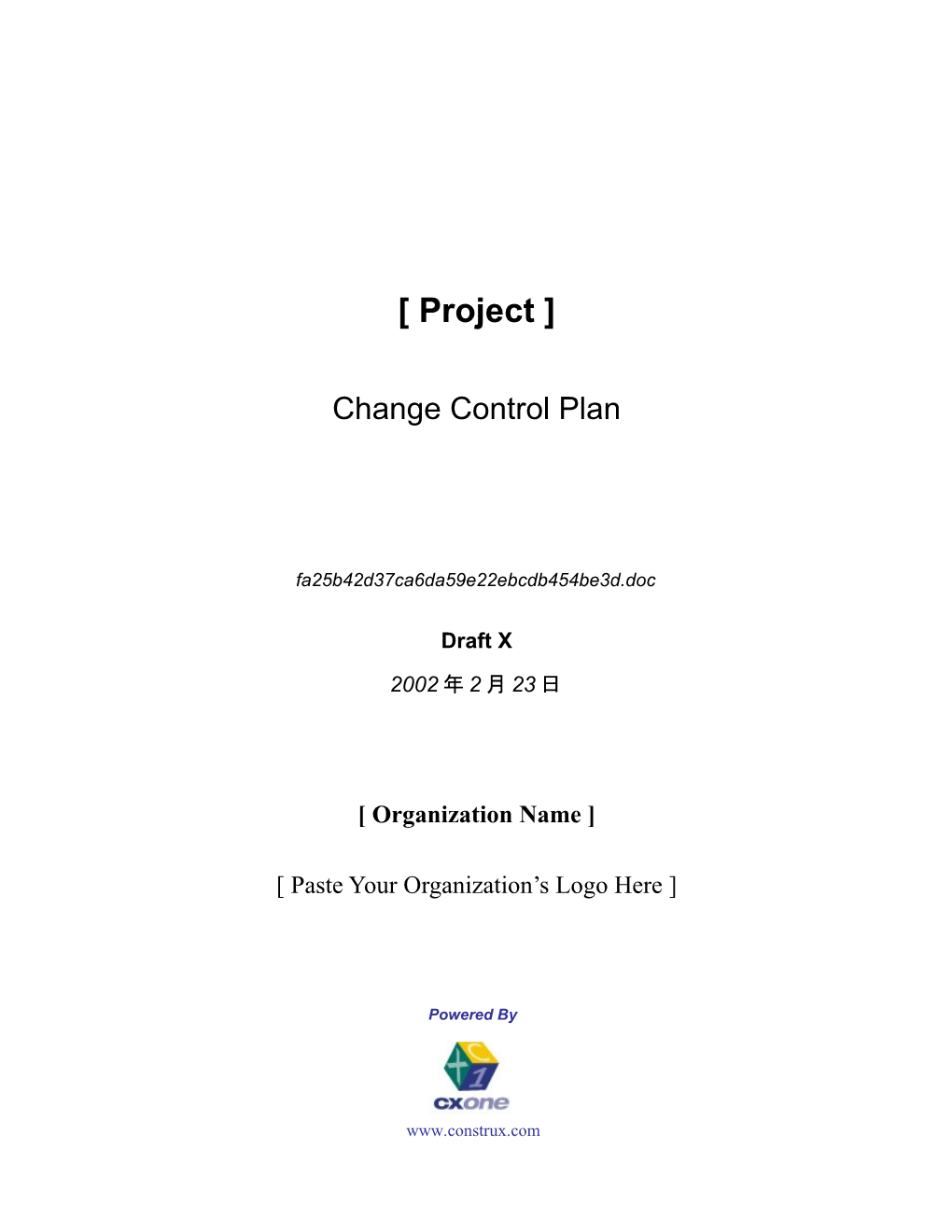 Change Control Plan