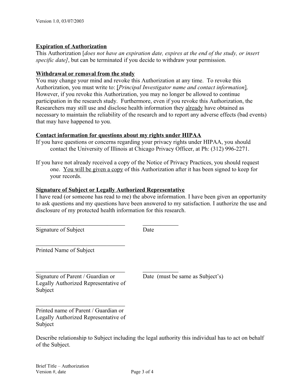 Authorization Ot Use and Disclose Health Information s1