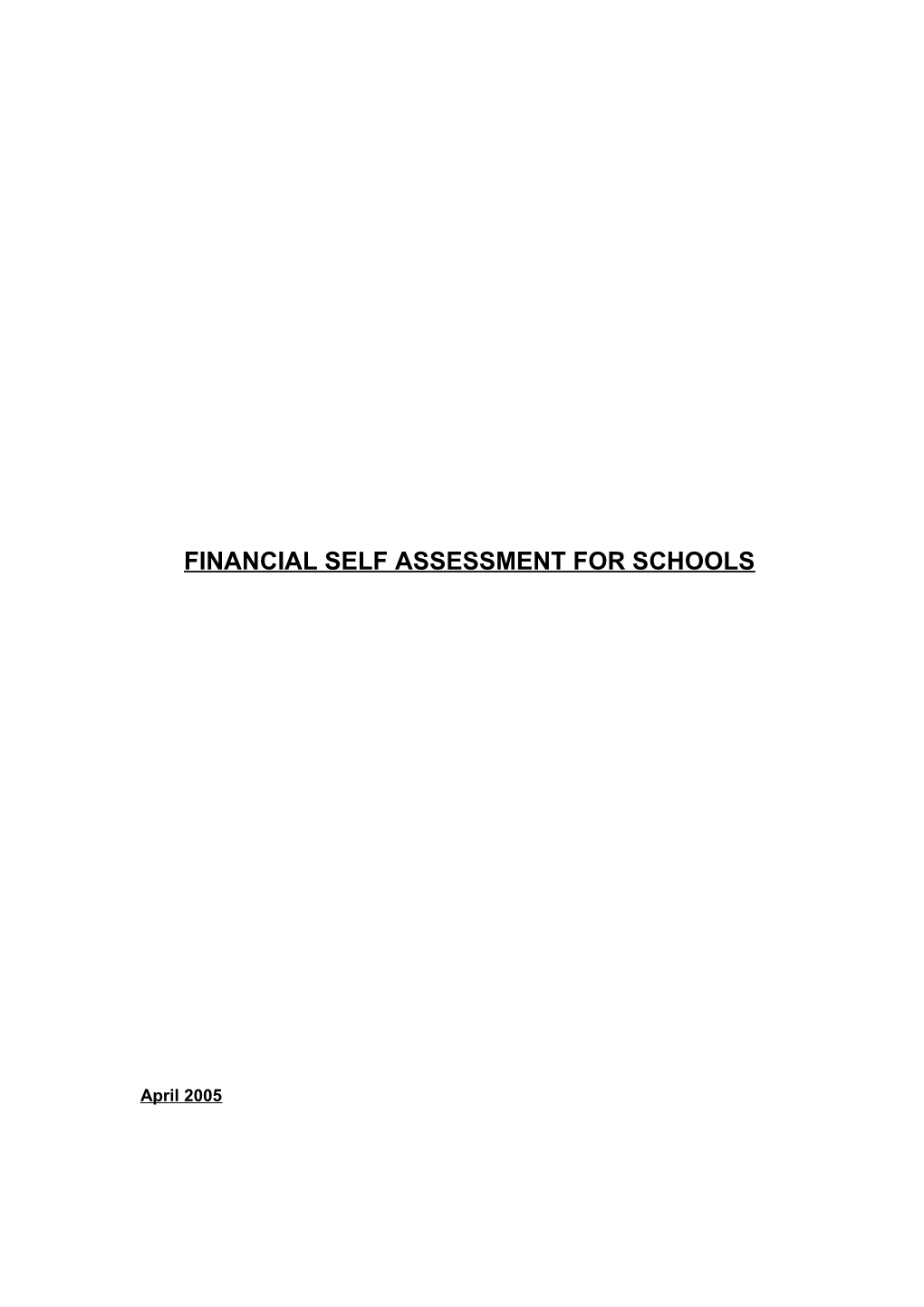 Financial Self Assessment Document for Schools