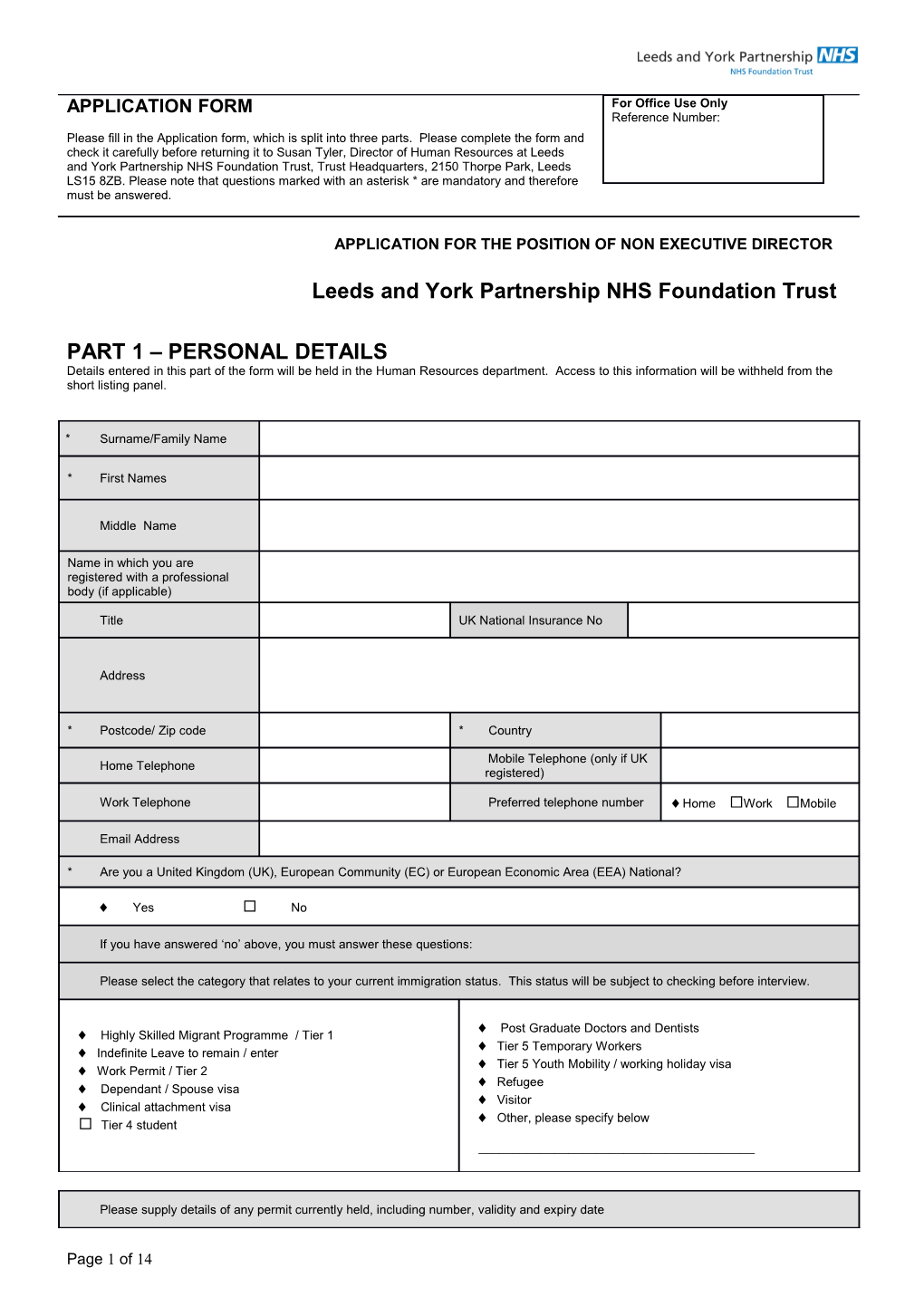 Nhs Standard Application Form s3