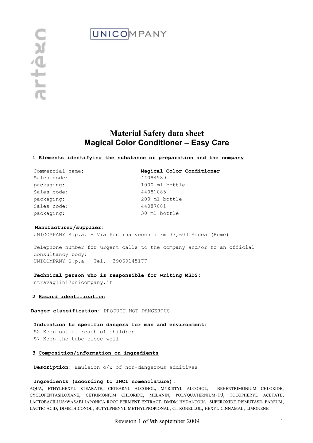 Material Safety Data Sheet s115