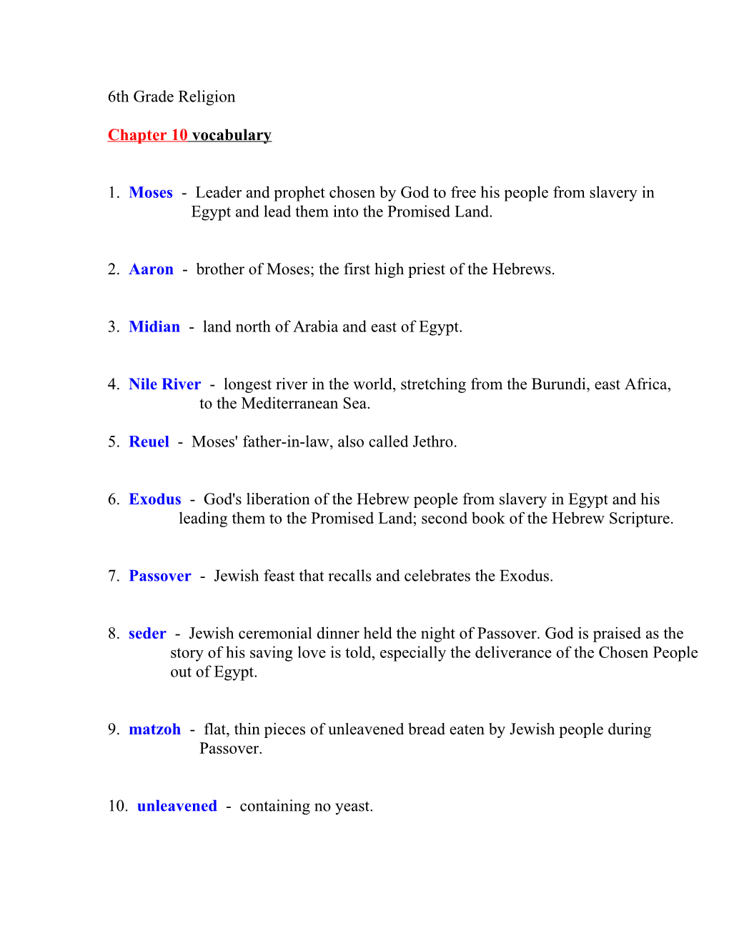 Chapter 10 Vocabulary