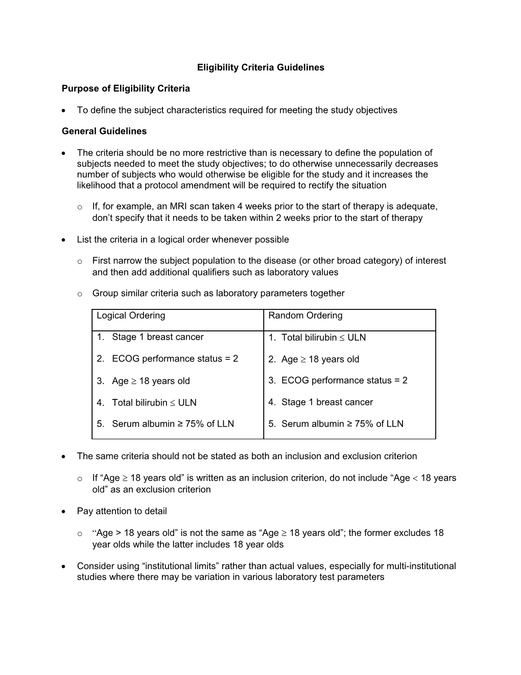 Writing Well-Defined Eligibility and Exclusion Criteria