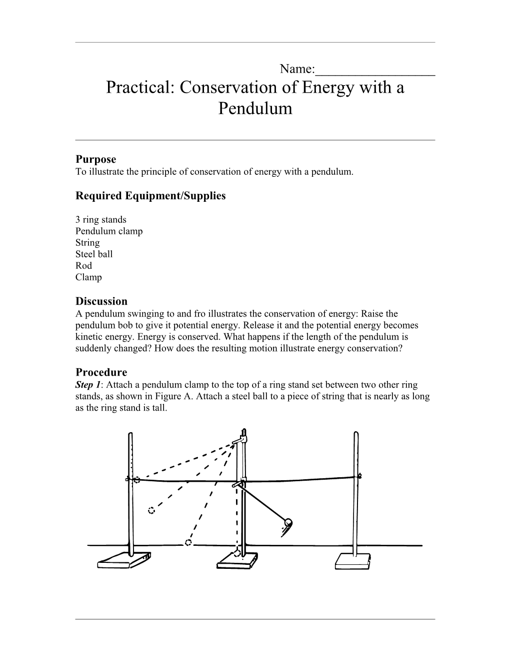 Practical: Conservation of Energy with a Pendulum