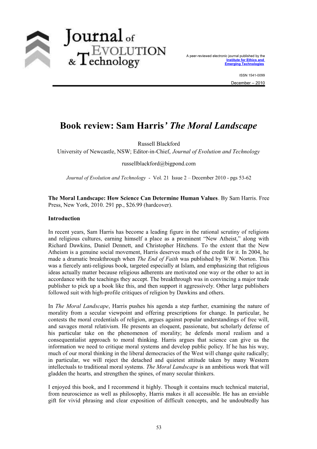 Book Review: Sam Harris the Moral Landscape