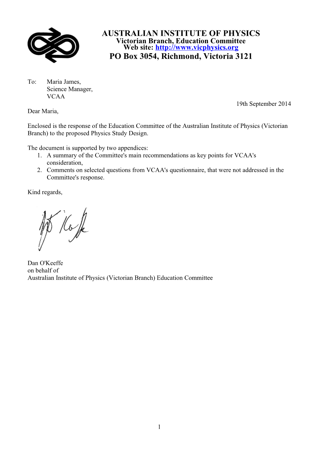 Review of Consultation Draft for VCE Physics Study Design