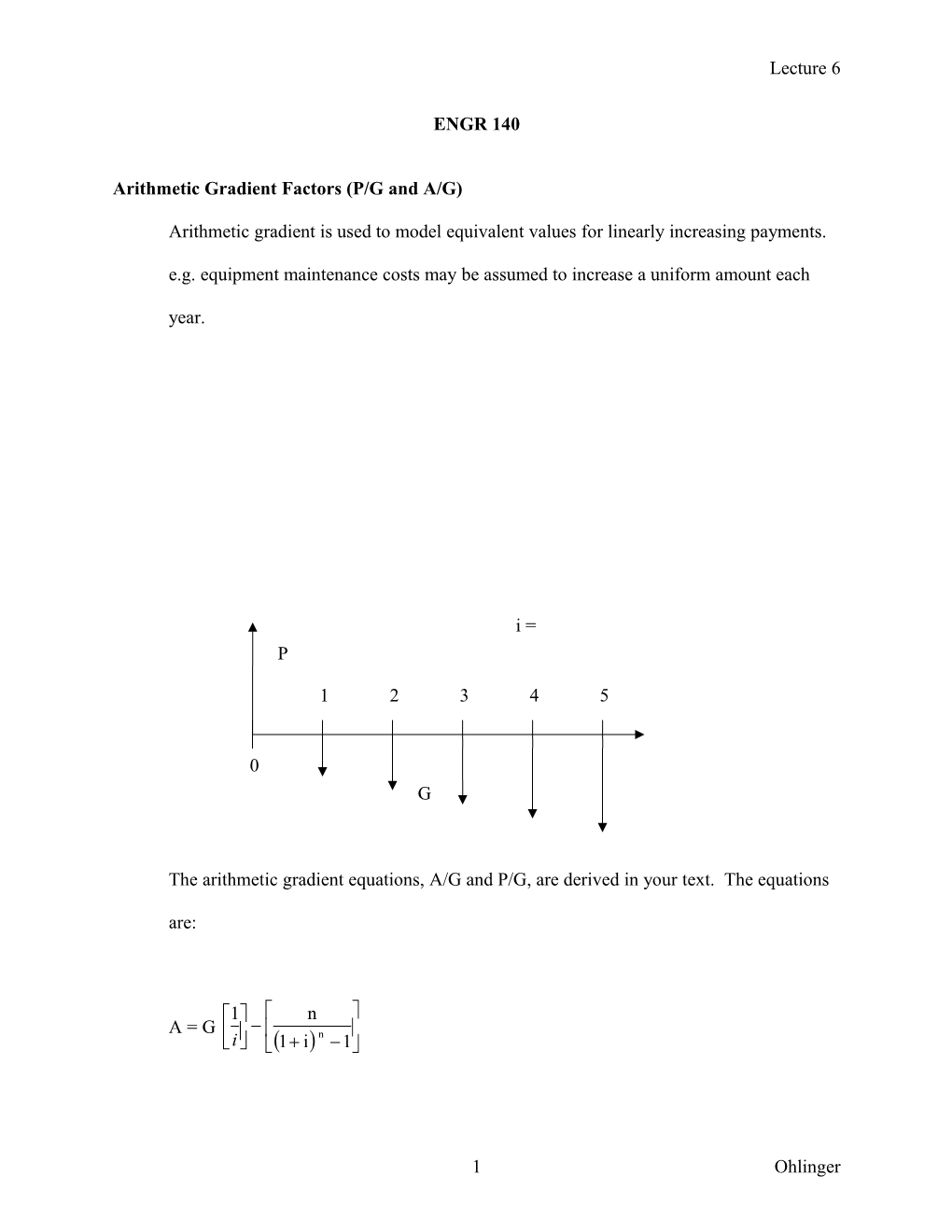Arithmetic Gradient Factors (P/G and A/G)