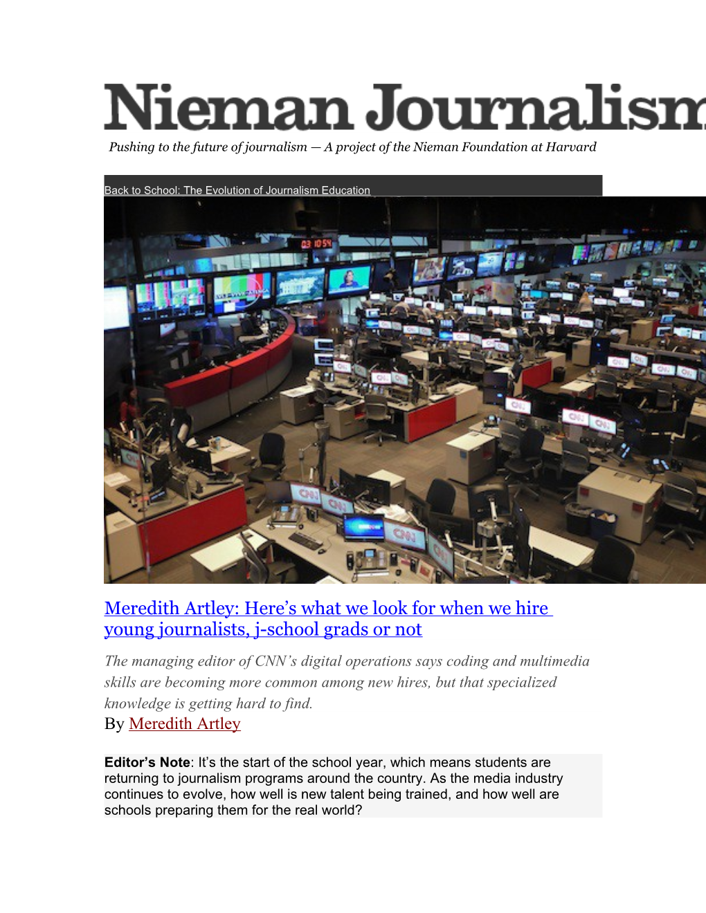 Pushing to the Future of Journalism a Project of the Nieman Foundation at Harvard
