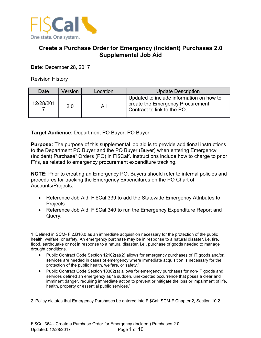 Create a Purchase Order for Emergency (Incident) Purchases 2.0