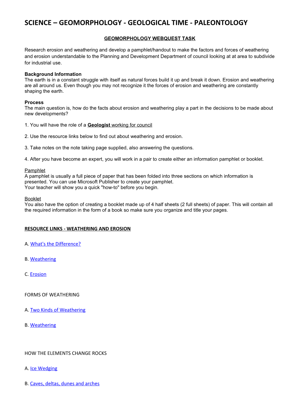 Science Geomorphology - Geological Time - Paleontology